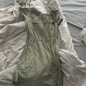 Army green fit and flare dress